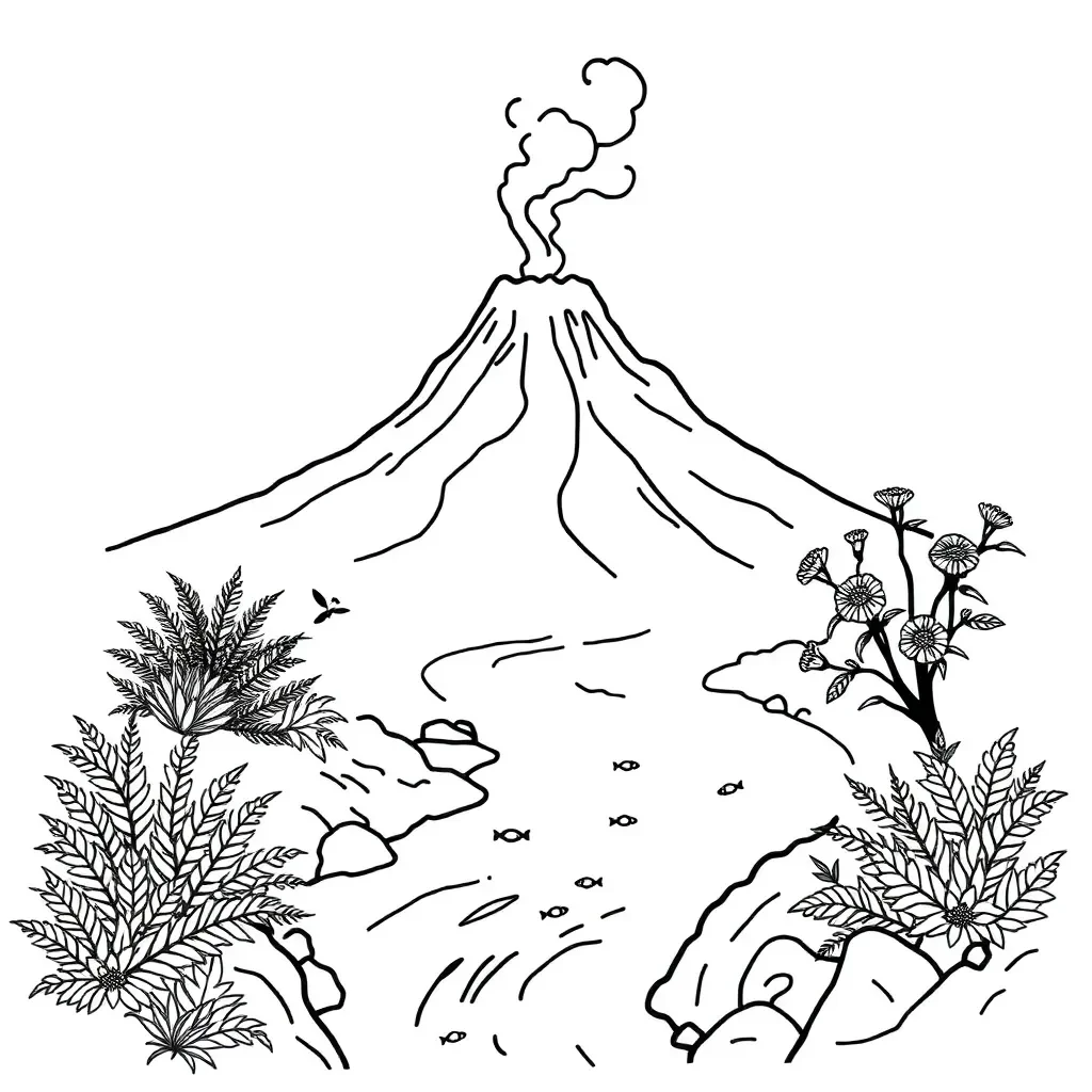 Mount Tarawera eruption illustration