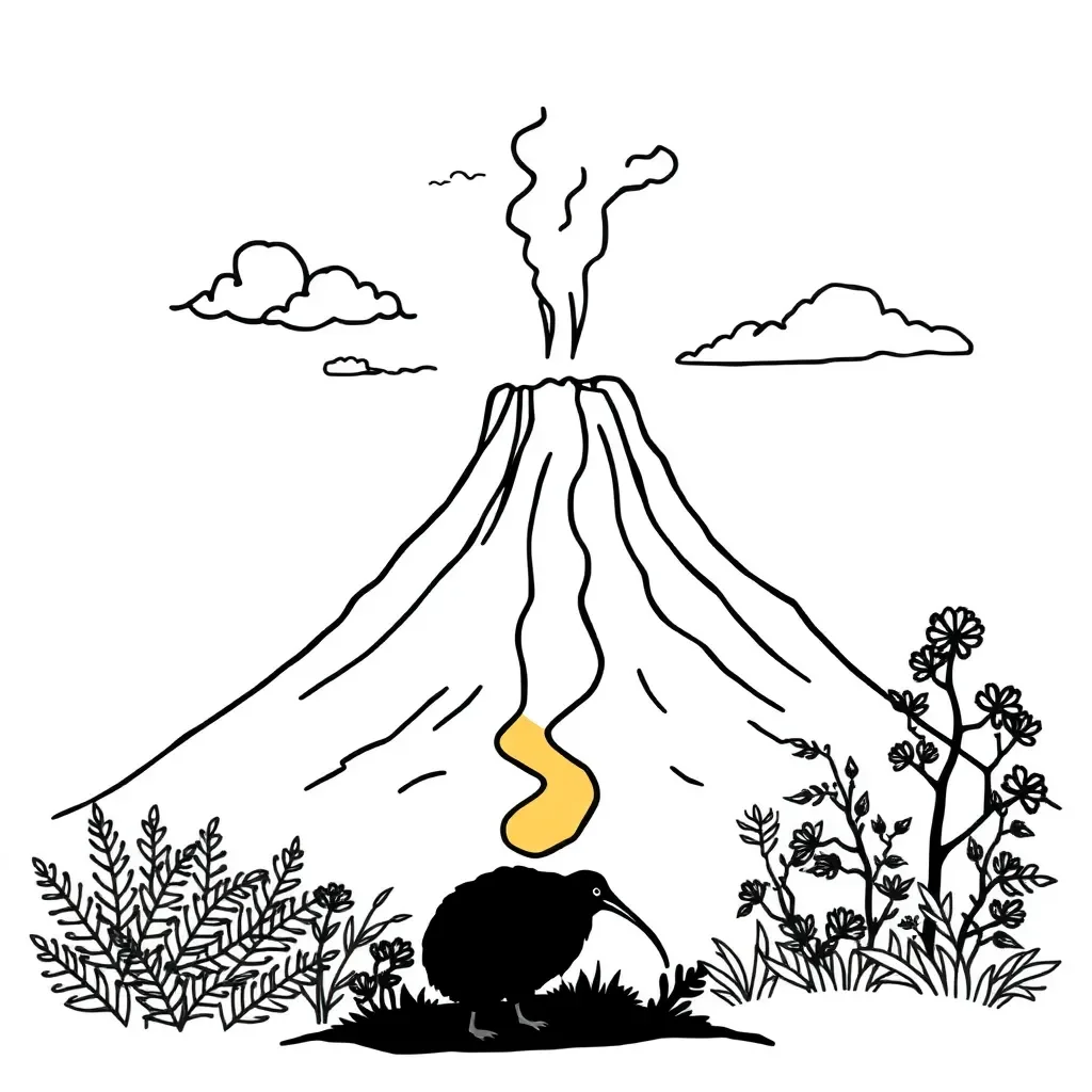 Mount Tarawera eruption illustration