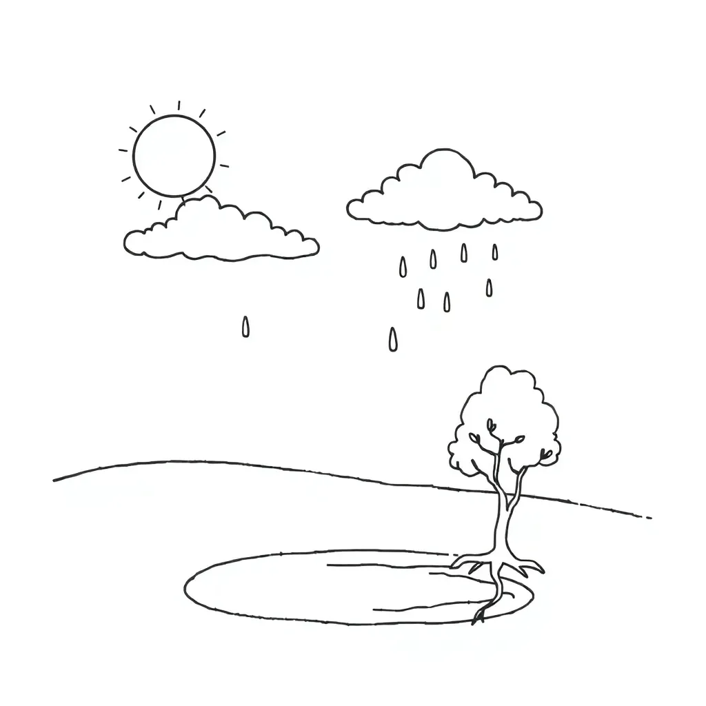 Water cycle diagram illustration