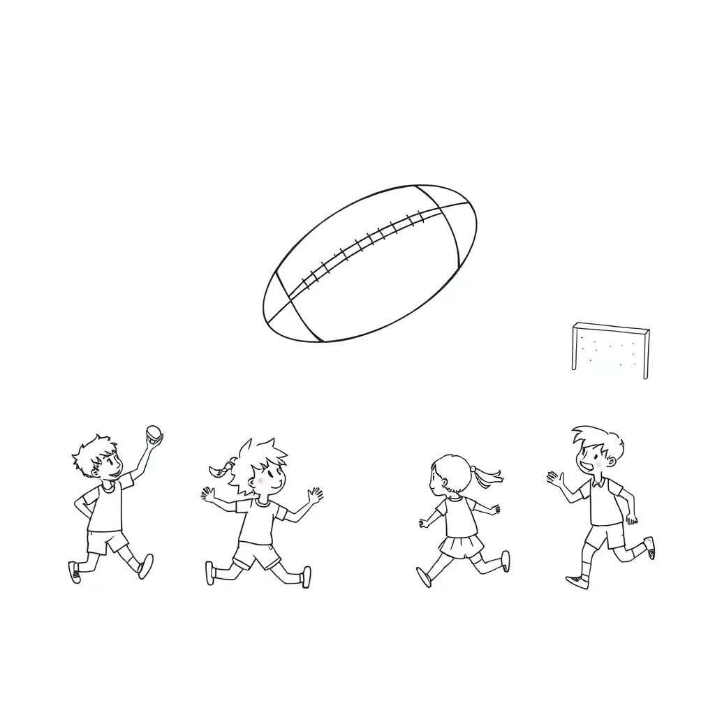 Children playing rugby and netball