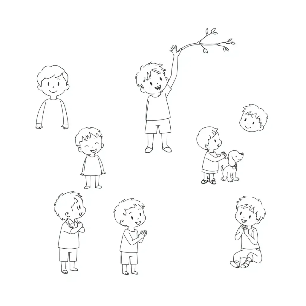 Happy children with different characteristics