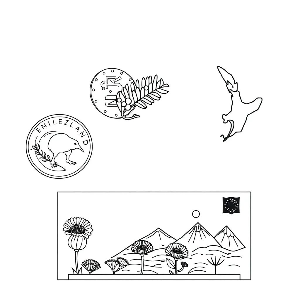 New Zealand money illustration