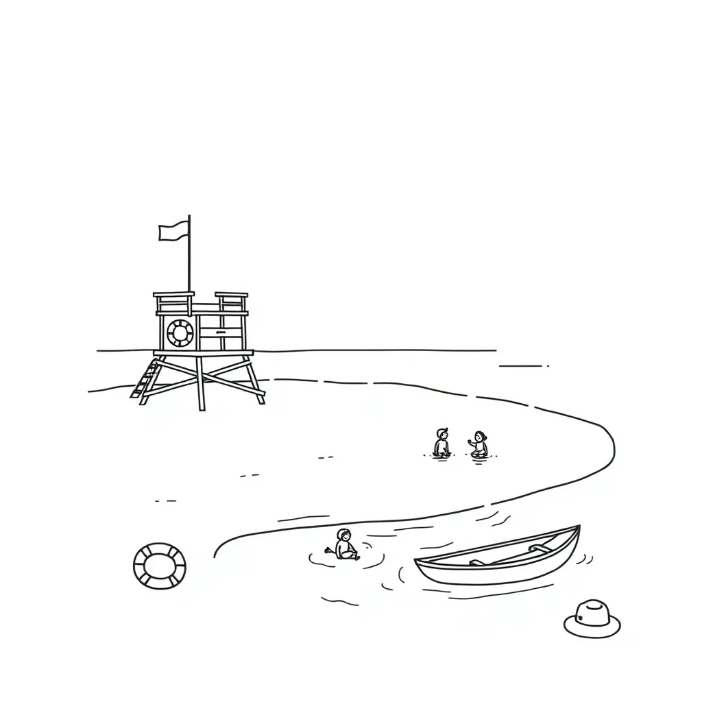 Children swimming safely with adult supervision