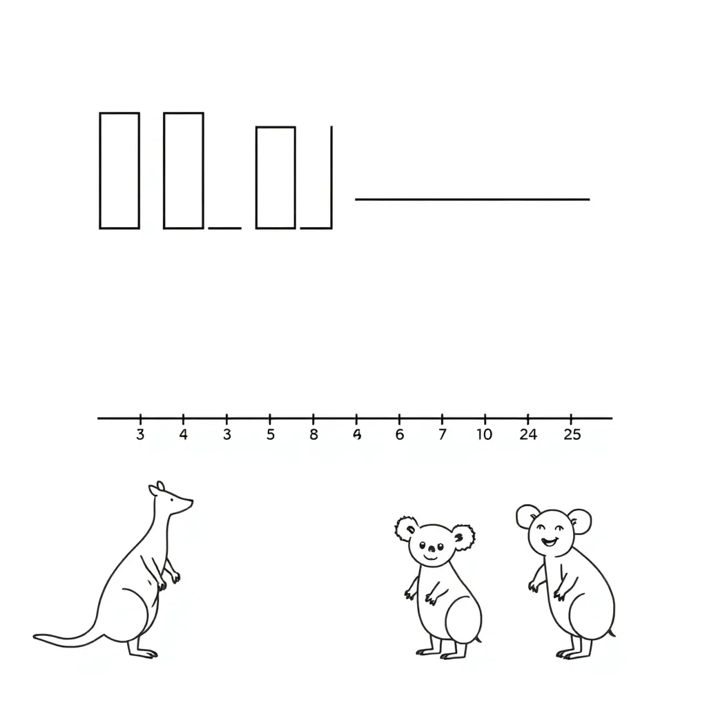 Fraction bars and number line illustration
