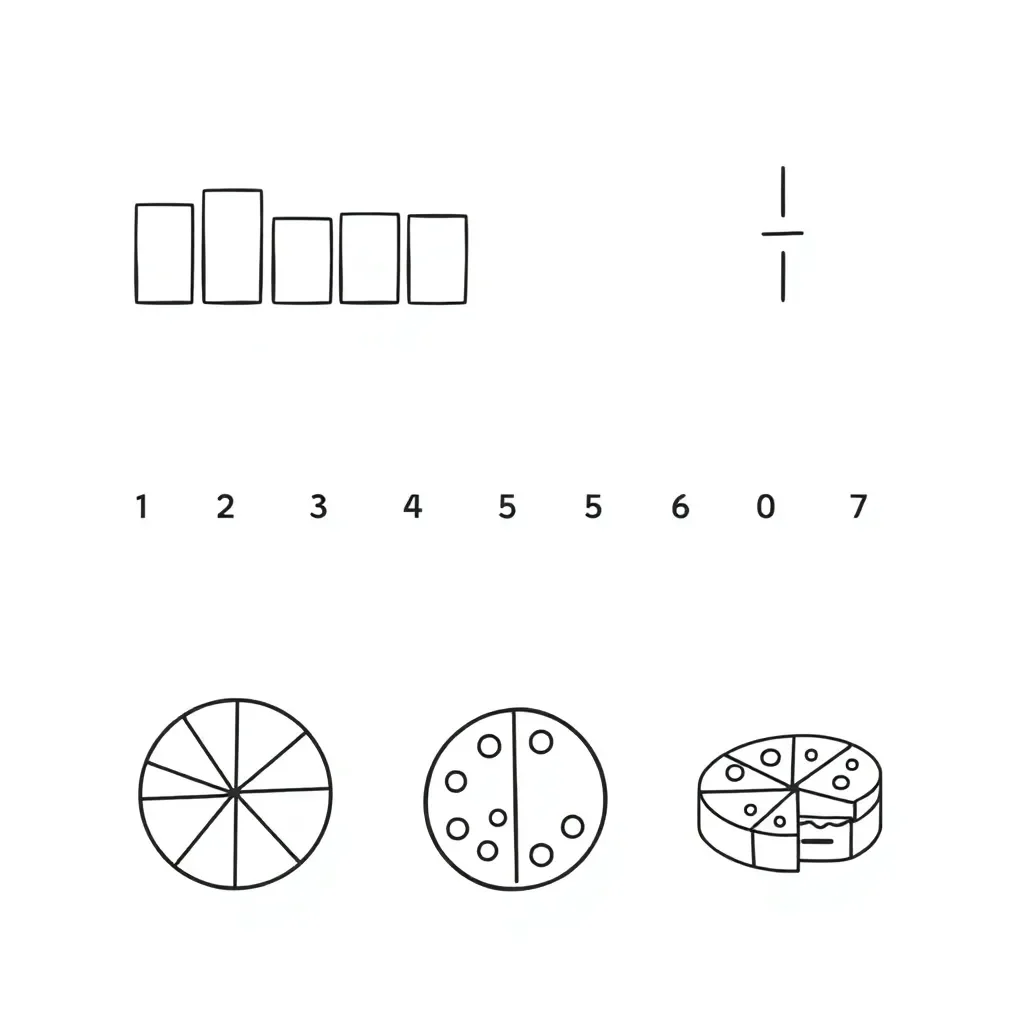 Fraction bars and number line illustration