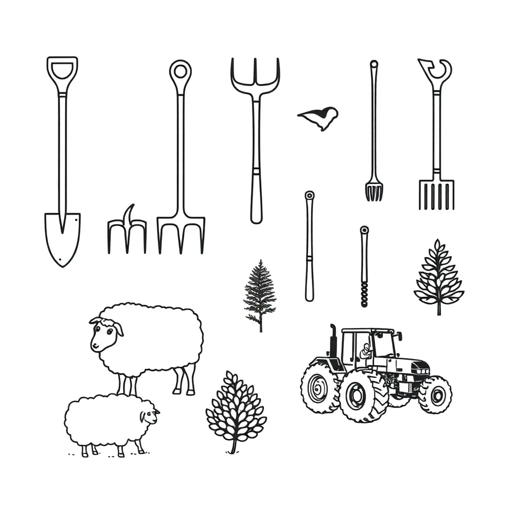 Agricultural tools illustration