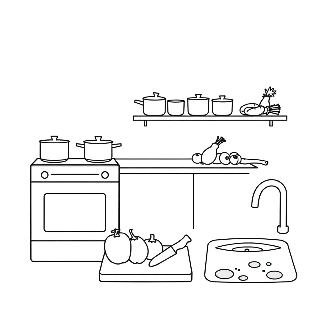 Kitchen safety illustration