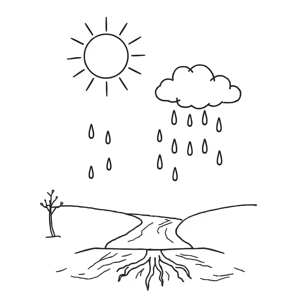 Water cycle diagram illustration