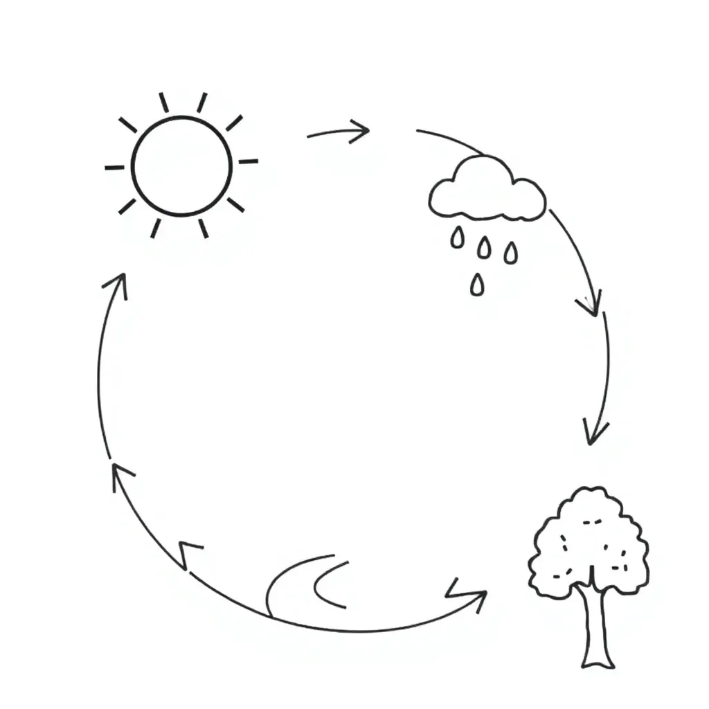 Water cycle and catchment illustration