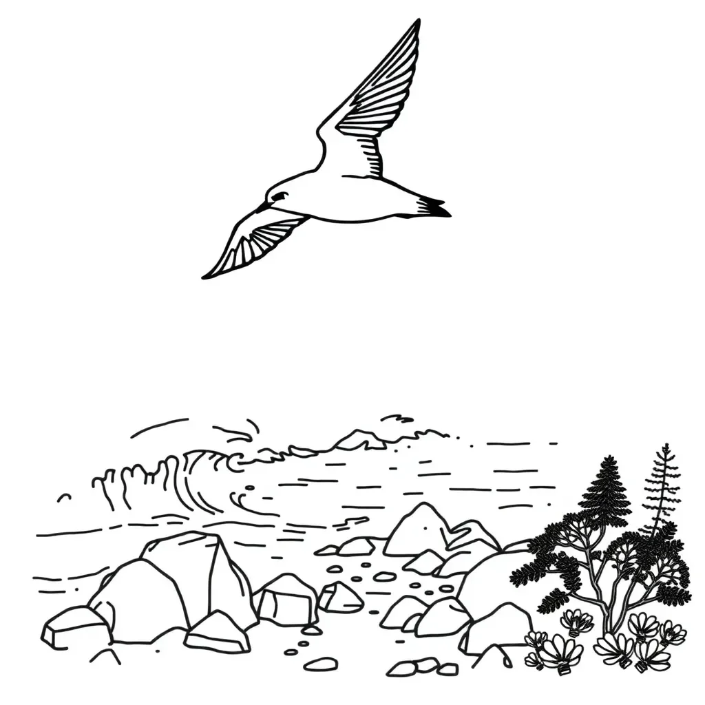 Southern Great Petrel flying over ocean