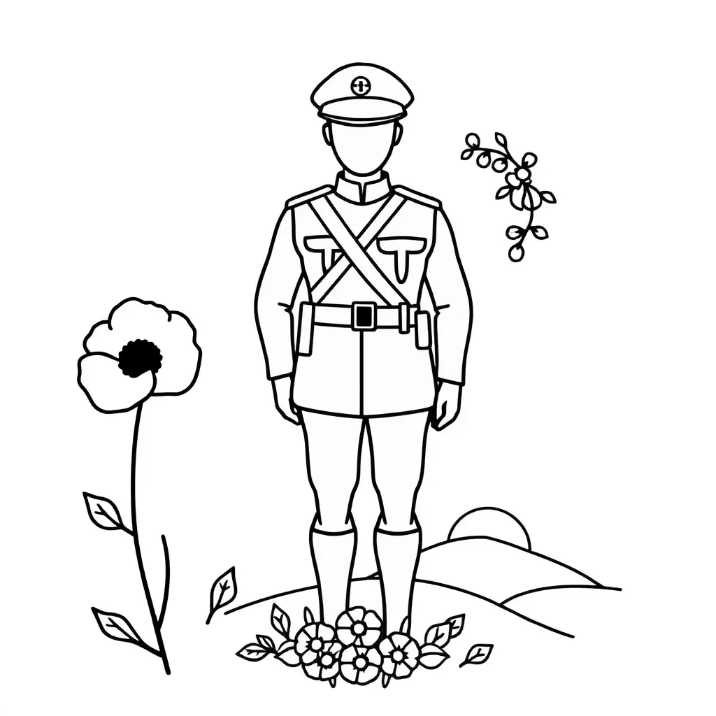 ANZAC poppy and dawn service illustration