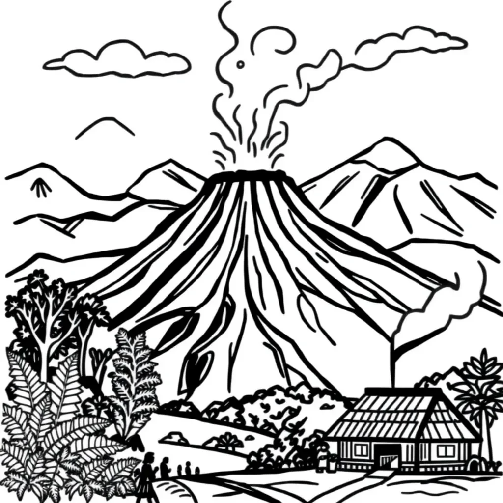 Mt Tarawera eruption illustration