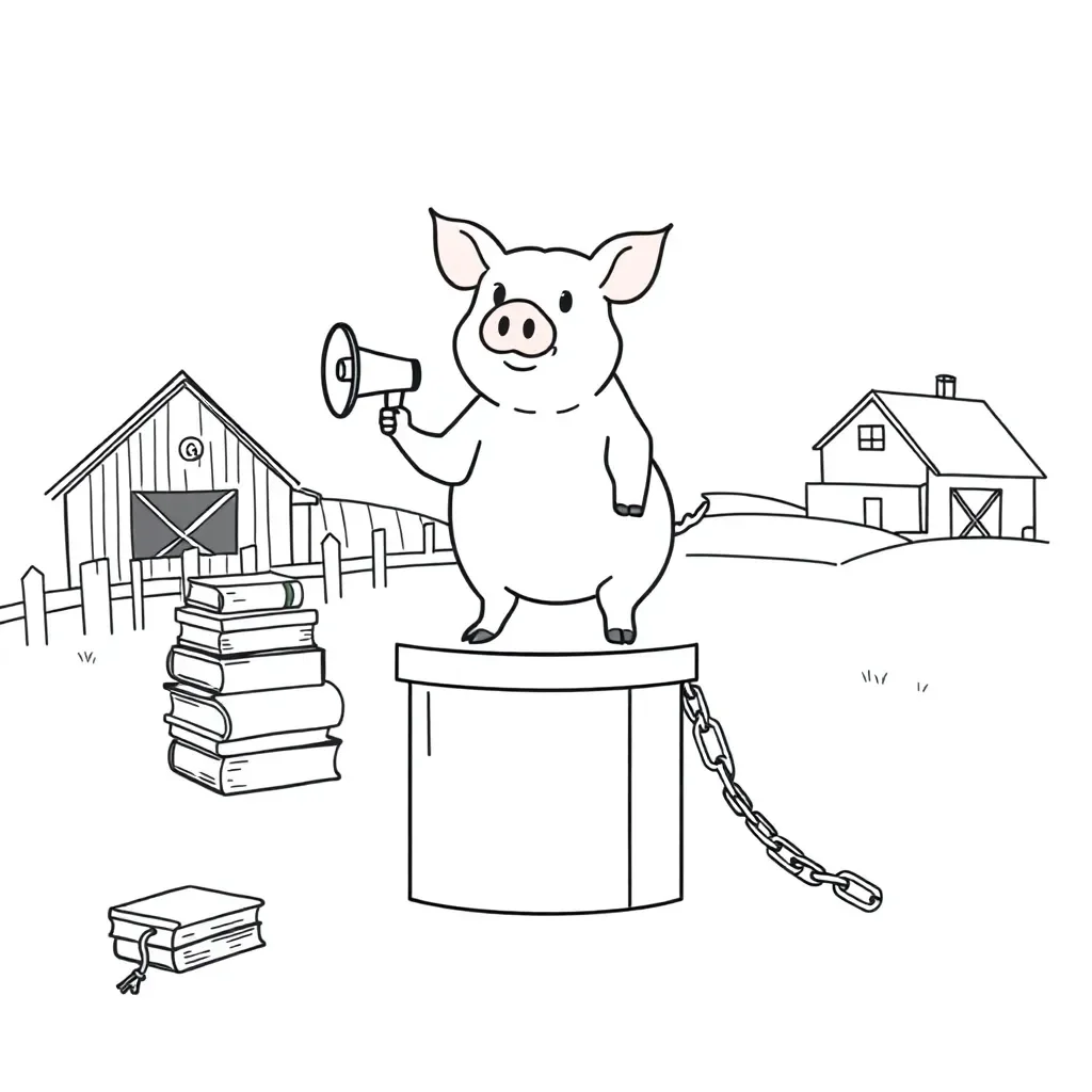 Squealer from Animal Farm illustration