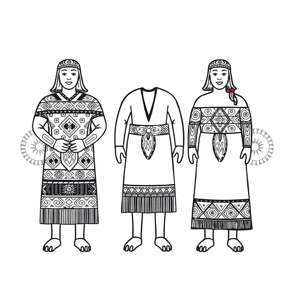 Traditional Cook Islands dance costume illustration