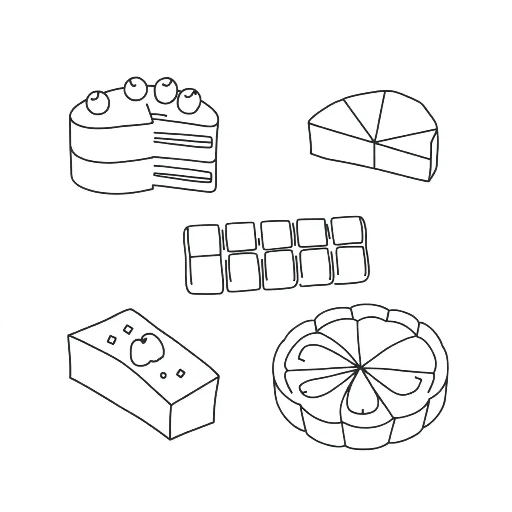 Fraction circles and strips illustration