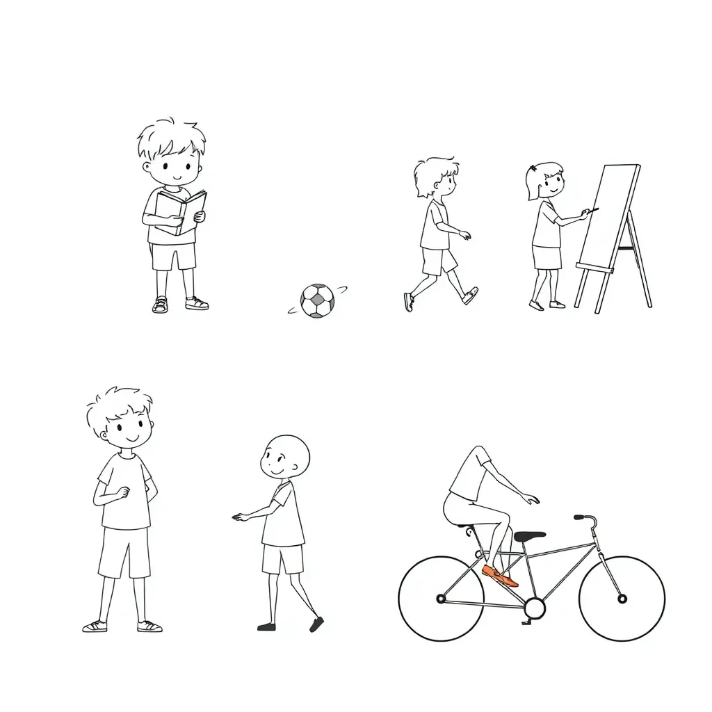 Students doing various school activities