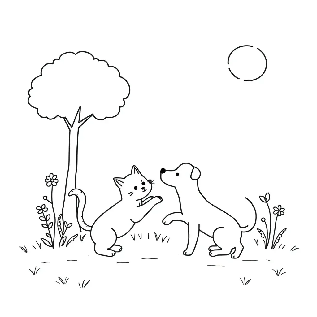 Cat and dog illustration
