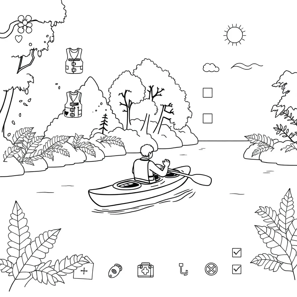 Person kayaking safely with life jacket