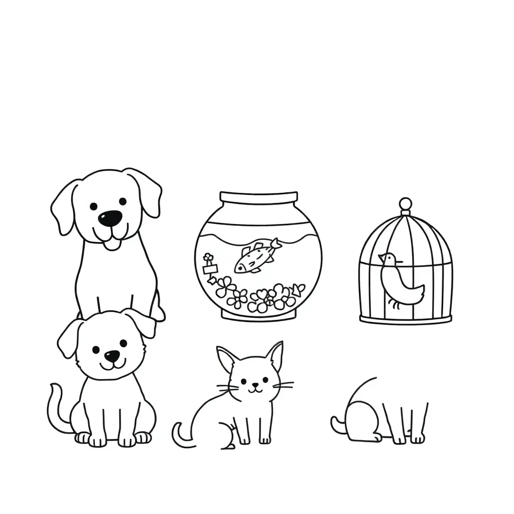 Cute pets illustration