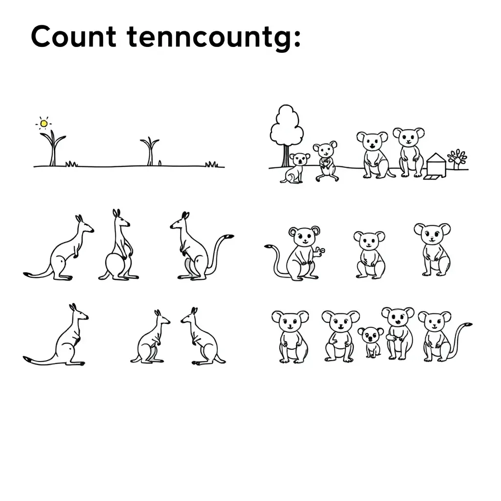Children counting objects illustration