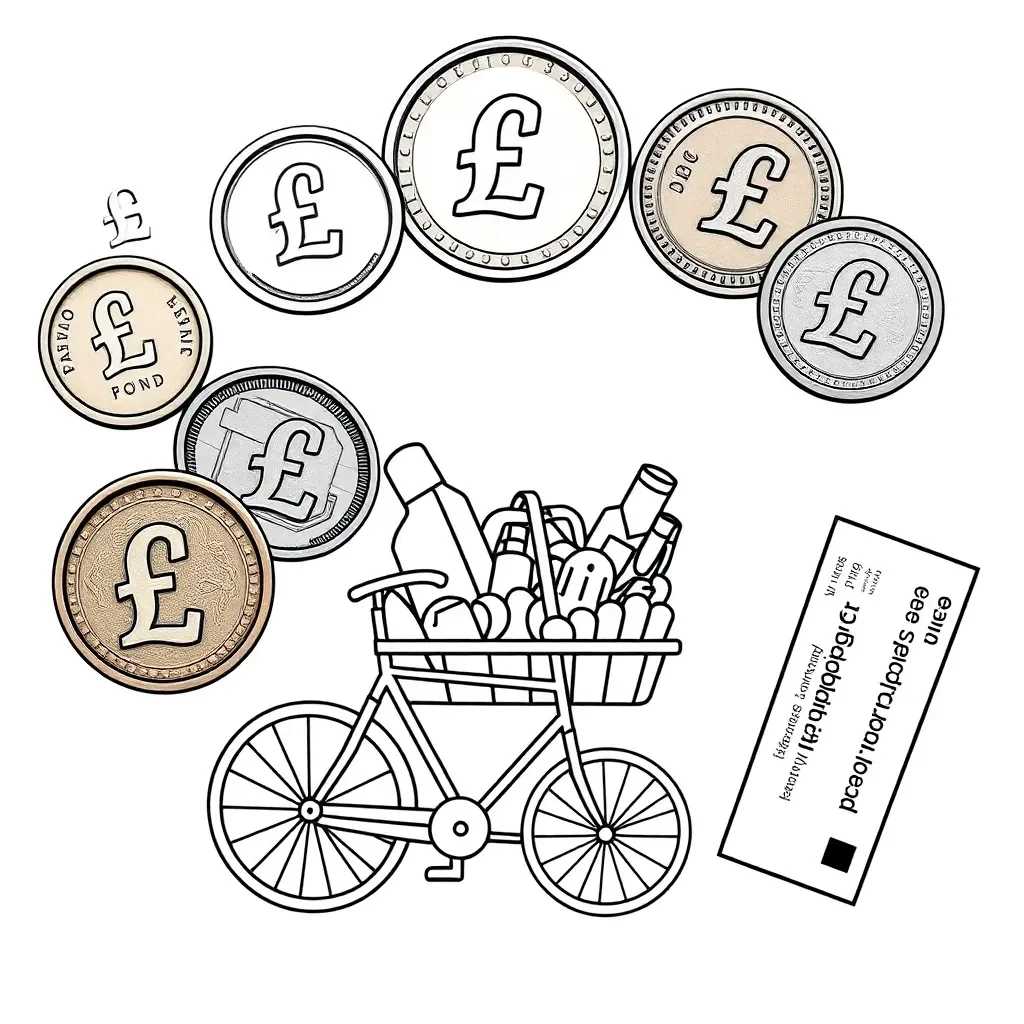 British coins and notes illustration