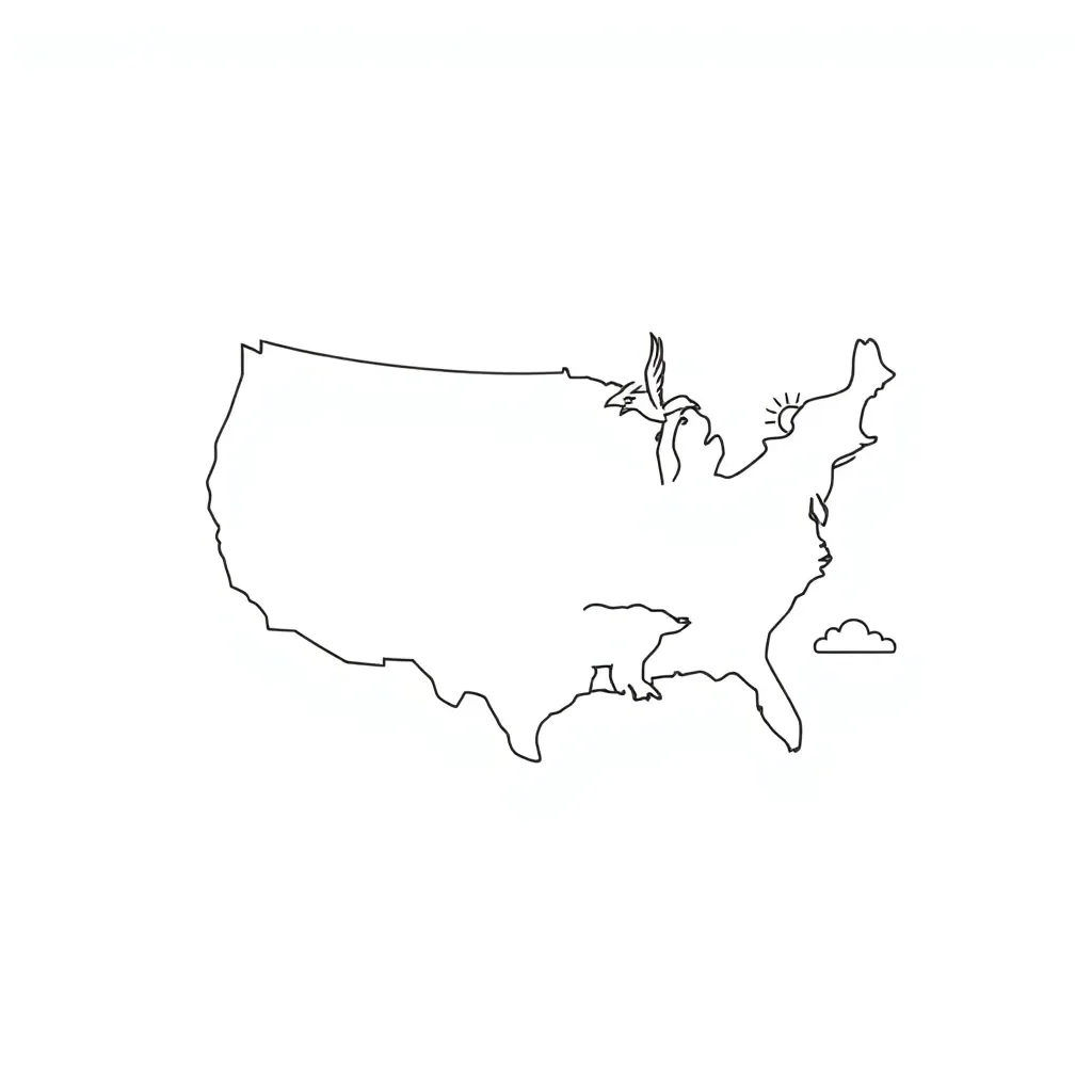 US map with state outline