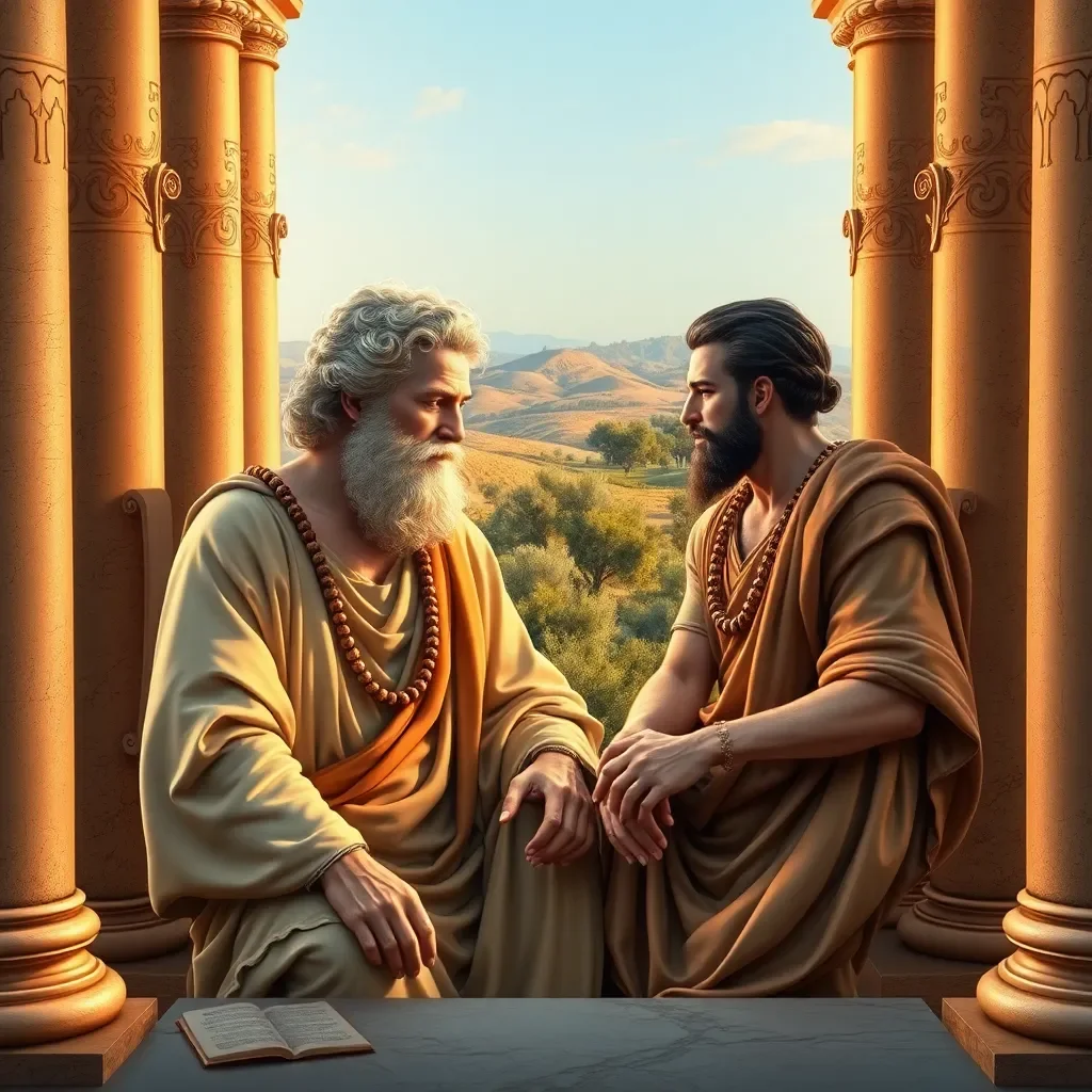 Socrates and Ion having a discussion
