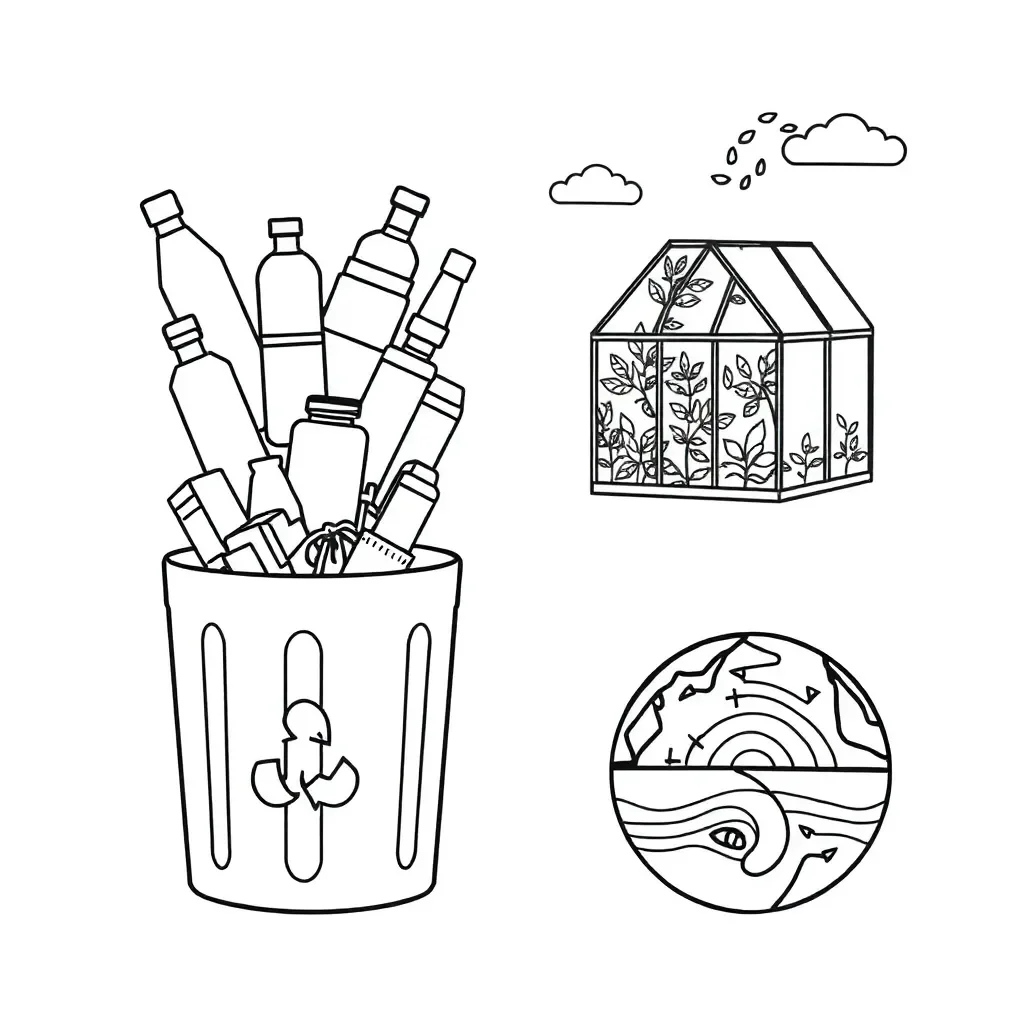 Environmental science illustration with Earth and recycling symbols
