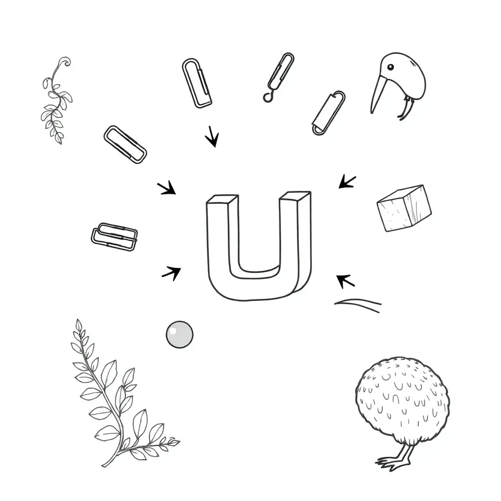 Magnet and various objects illustration