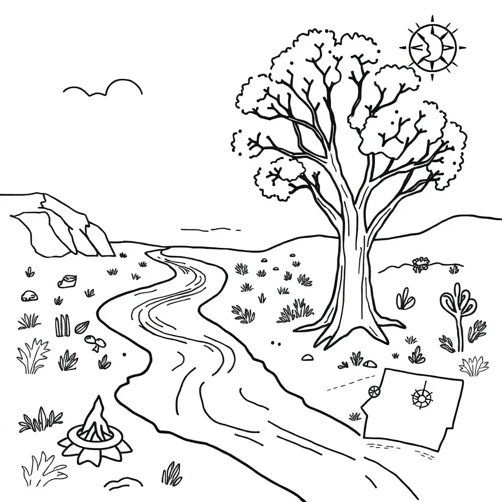 Aboriginal navigation and modern maps illustration