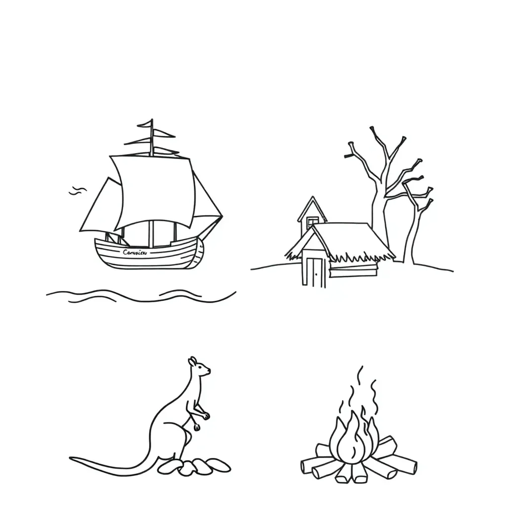 Convicts and early settlers illustration