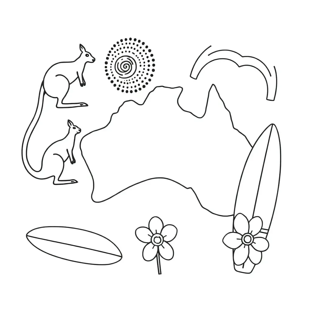 Australian flag and diverse children illustration