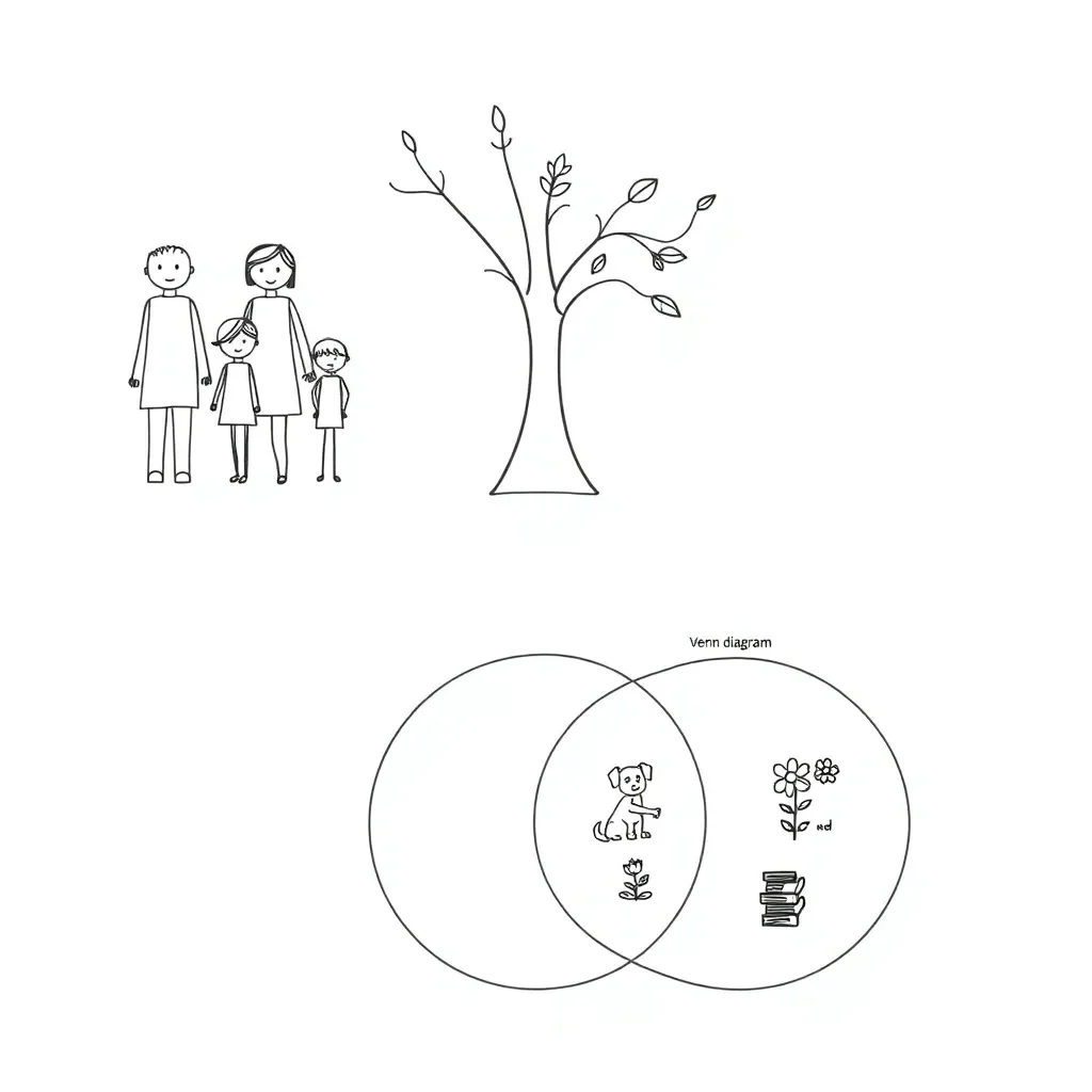 Family of animals showing inherited traits