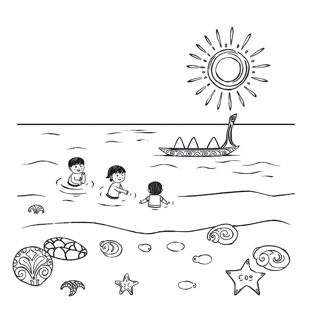 Beach swimming safety illustration