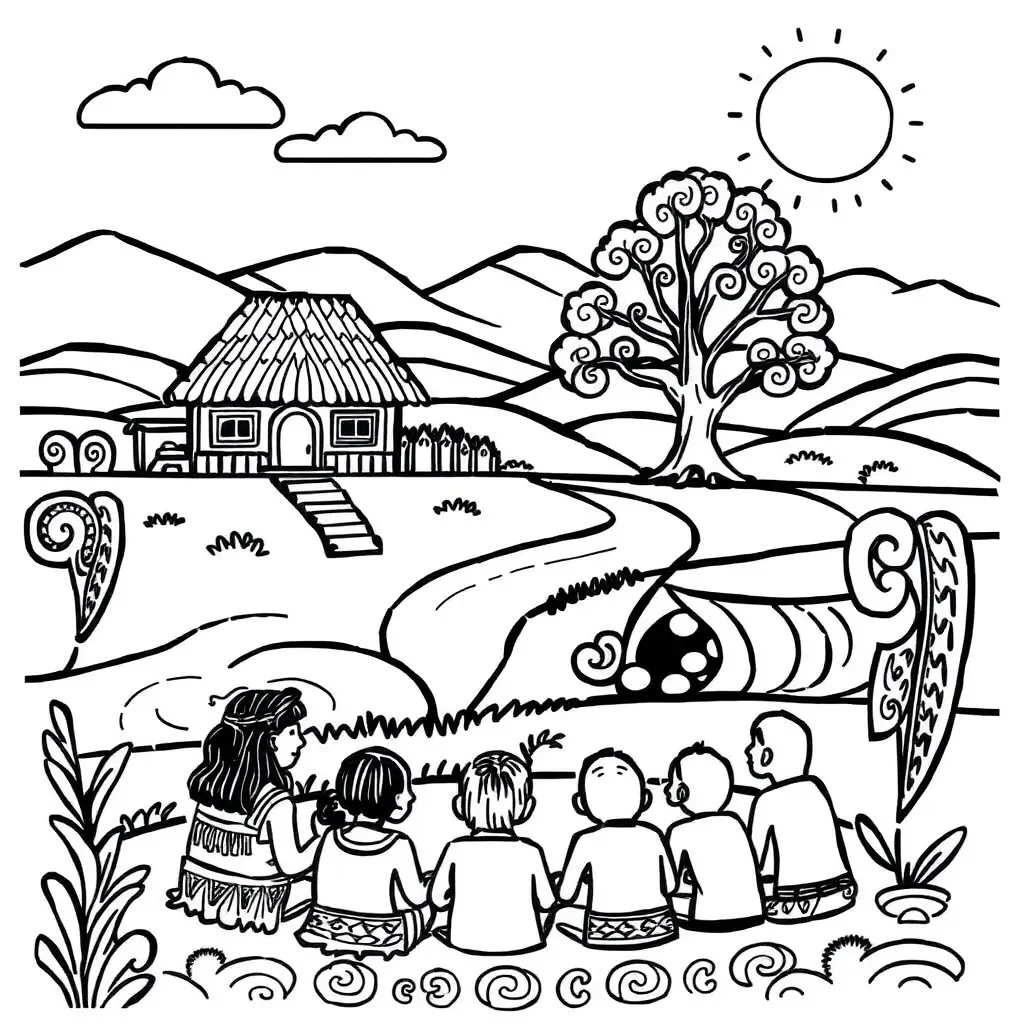 Māori storytelling illustration