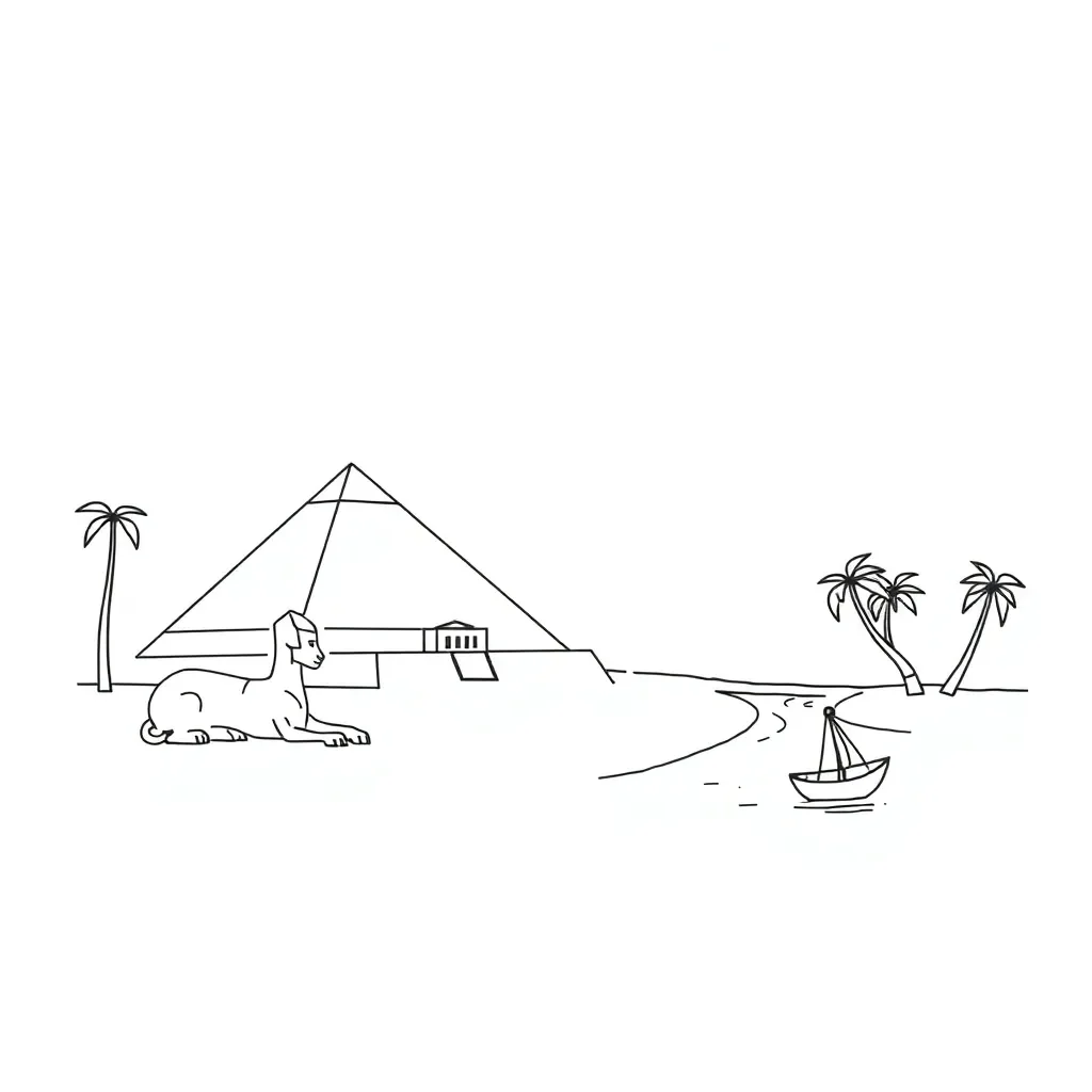 Ancient Egyptian pyramid and pharaoh illustration