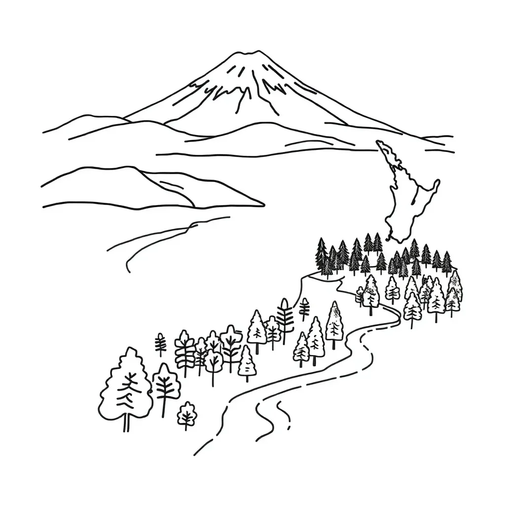 Mountain landscape with valleys and rivers
