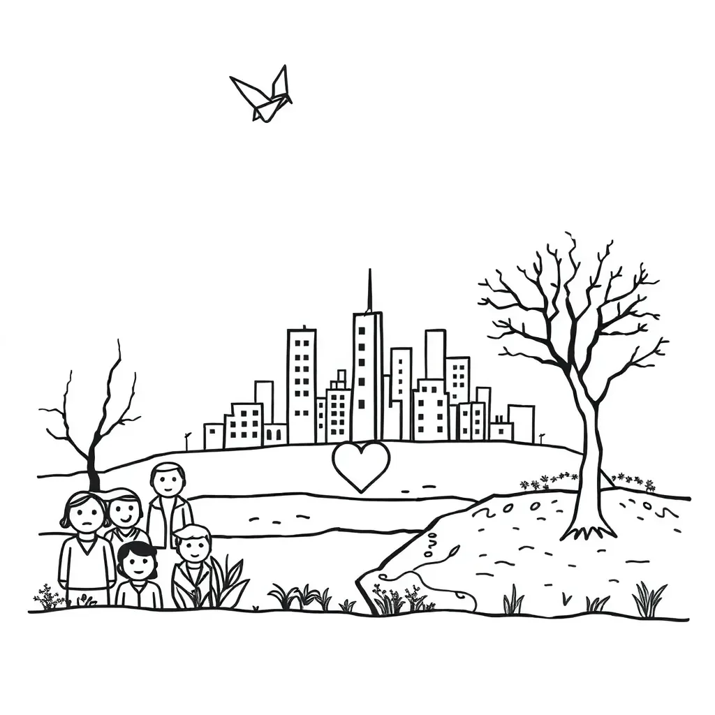 Paper crane illustration