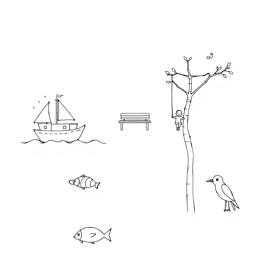 Children reading books with letters floating around