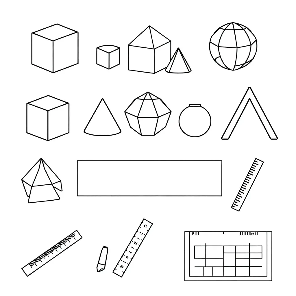 Various 2D and 3D shapes illustration