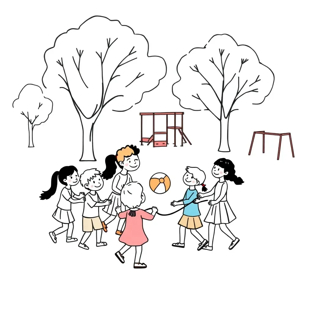 Children playing together happily
