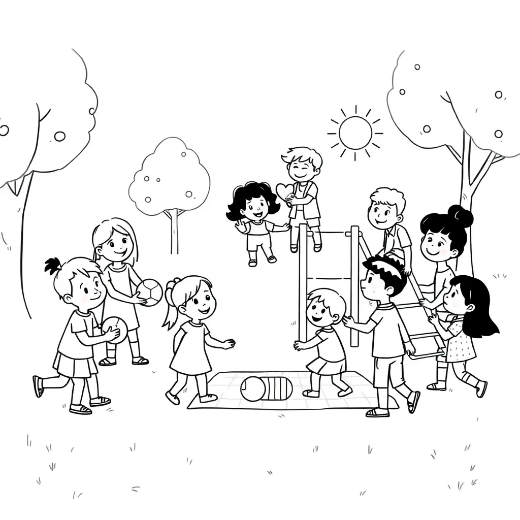 Children playing together happily