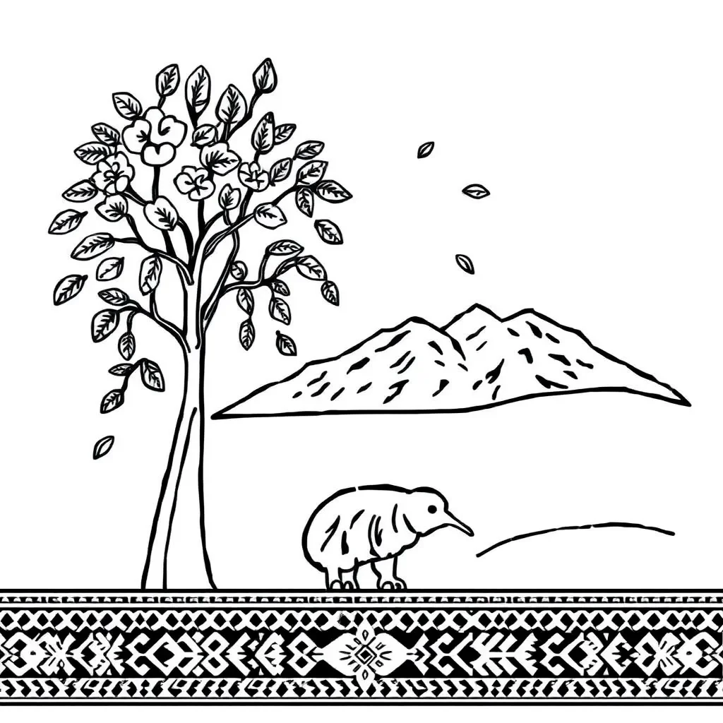 Autumn leaves and trees illustration