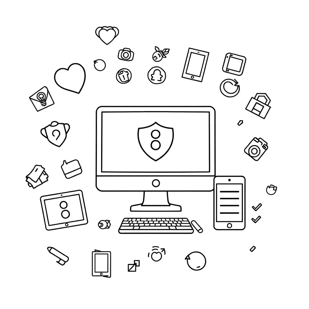 Online safety poster planning illustration