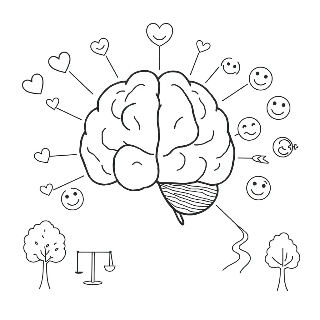 Brain illustration showing emotional centres