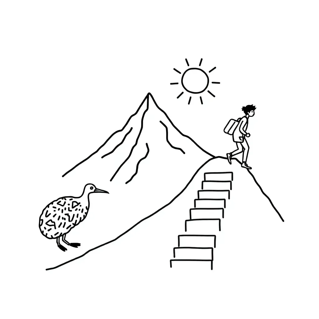 Learning pit illustration with student climbing out