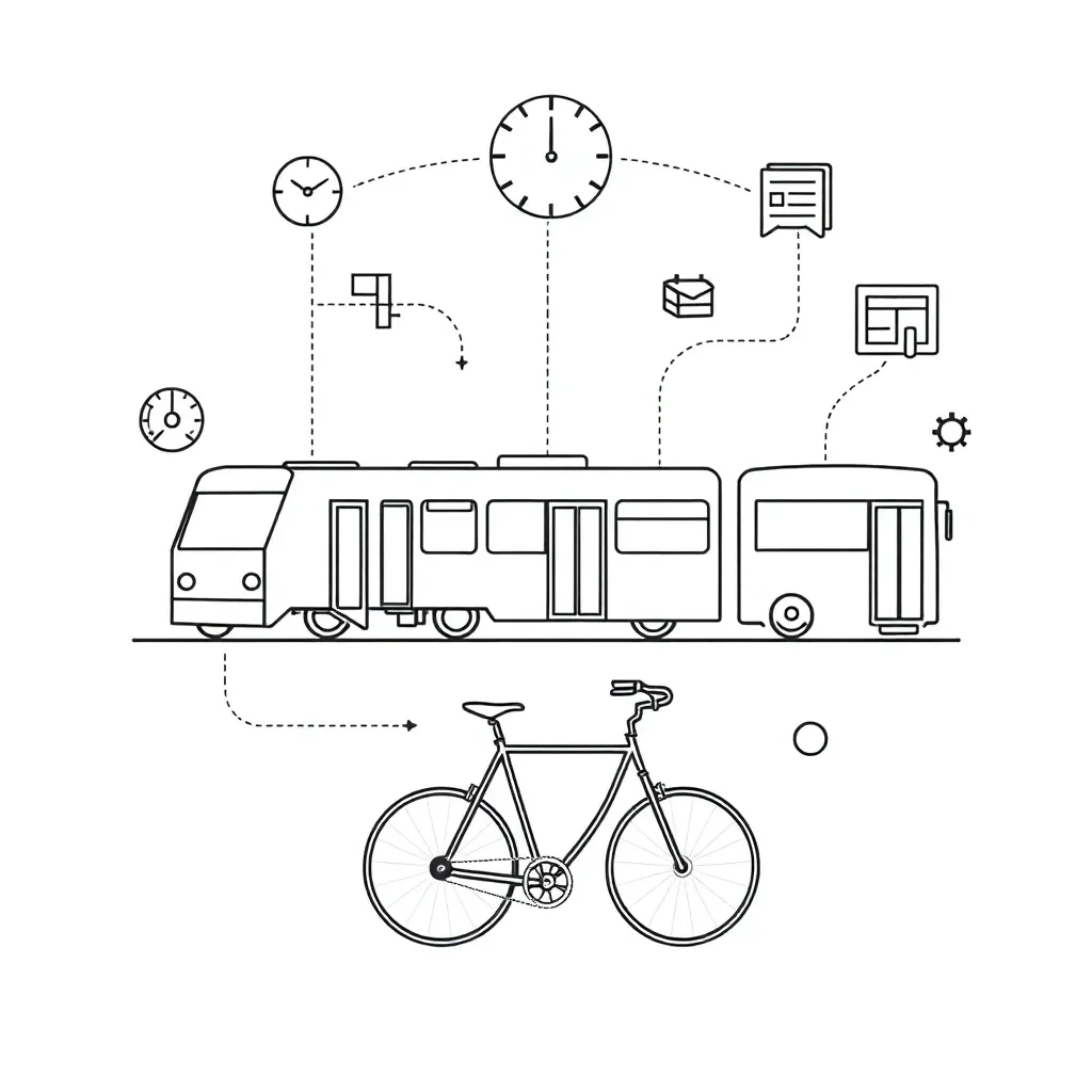 Clock and bus timetable illustration