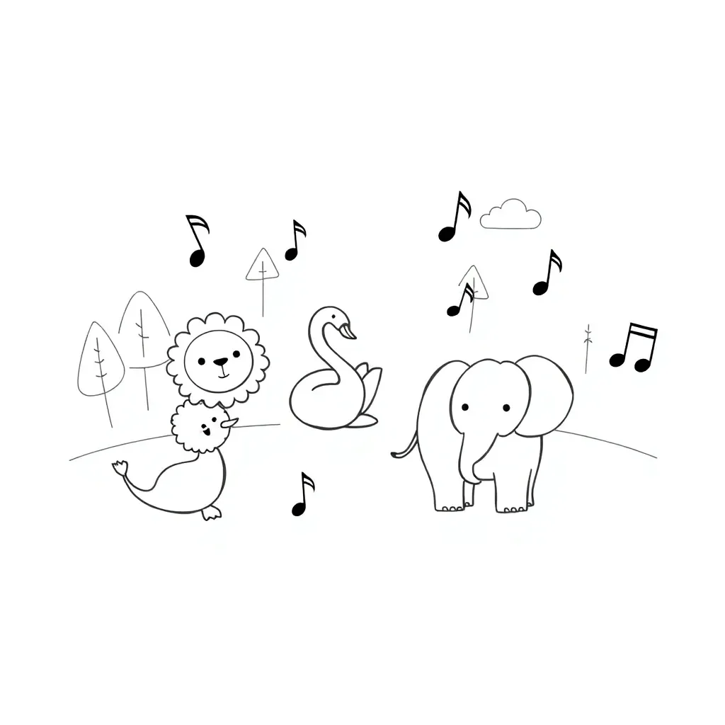 Musical animals with rhythm symbols