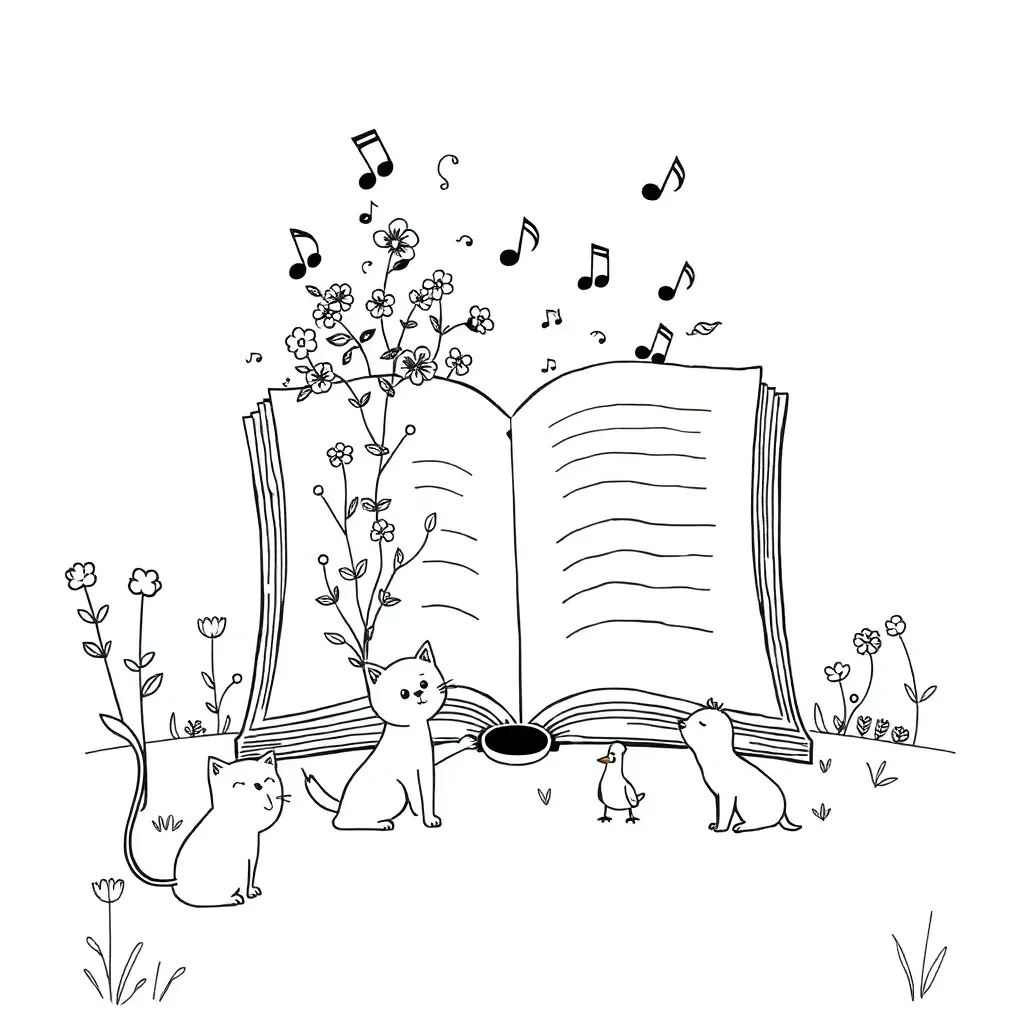 Children reading poetry books