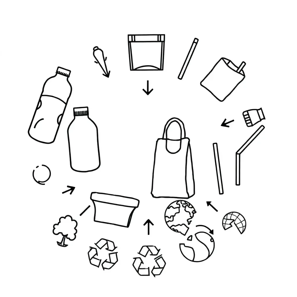 Various plastic items including bottles, bags and containers
